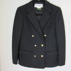 JAEGER Black Vintage Double Breasted Wool Small Made In Britain Blazer